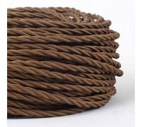 10 METERS 3 Core Brown - ANTIQUE BRAIDED TWISTED WOVEN SILK FABRIC LAMP FLEXIBLE CABLE WIRE CORD LIGHT (MLCA007METERS10)