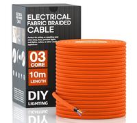 10 Meters / 32.8FT Electrical Cable Wire, Orange 3 Core 0.75mm² Round Fabric Cable, Vintage Flex Cloth Braided Wire for DIY Lamps Industrial Pendant Lights Flexible Lighting Project (Orange)