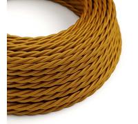 10 Meters / 32.8FT Gold Braided Cable, LEDSONE 3 Core Electrical Cable, Vintage Braided Flex Cables Twisted Fabric Electrical Wire for DIY Industrial Pendant Lights or Other Appliances - Gold