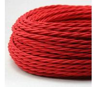 10 Meters / 32.8FT Red Braided Cable, DC VOLTAGE 3 Core Electrical Cable, Vintage Braided Flex Cable Twisted Fabric Electrical Wire for DIY Industrial Pendant Lights or Other Appliances - Red
