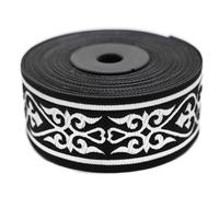10 Meters 35 mm Wide Black Silver Celtic Heart Jacquard Ribbon Woven Trim for Home Decor Costume Design Roman Shades 35068