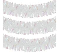 10 Meters Christmas Tinsel Garland, Chunky/Fine Sparkle Christmas Tree Decorations Colorful Xmas Tree Metallic Tinsel Garland for DIY Home Party Wall Fireplace Xmas Decoration (White Pink)