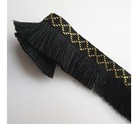 10 Meters Cotton Tassel Fringe Lace Edging Trim Ribbon 35mm Width Vintage Style Gold Line Black Trimming Fabric Embroidered Applique Sewing Craft Wedding Bridal Dress Embellishment Clothes Patchwork