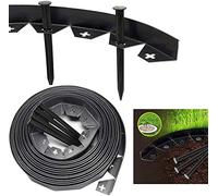 10 Meters Garden Lawn Edging Border Outdoor Flexible Pathway Wall Fence with 40 Strong Securing Pegs