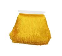 10 Meters Lace Ribbon 20cm/Wide Silk Tassel Fringe Trim Tassle Garment Curtain Latin Dress Stage Clothes Tassels for Jewelry DIY for Clothes Accessories(Gold)