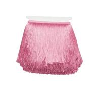 10 Meters Lace Ribbon 20cm/Wide Silk Tassel Fringe Trim Tassle Garment Curtain Latin Dress Stage Clothes Tassels for Jewelry DIY for Clothes Accessories(Pink)