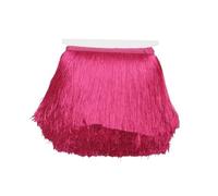 10 Meters Lace Ribbon 20cm/Wide Silk Tassel Fringe Trim Tassle Garment Curtain Latin Dress Stage Clothes Tassels for Jewelry DIY for Clothes Accessories(Rose Red)