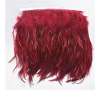 10 Meters/Lot Saddle Pheasant Feathers On Tape Trim Fringe White Rooster Feather for Ribbon Sewing Trimmings Decor Wine Red