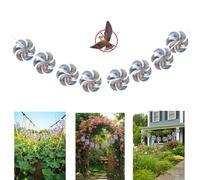10 Meters of 8 Pieces Reflective Pinwheels Strings, Sparkly Hanging Scare Bird Deterrent Windmills, Outside Bird Repellent Wind Spinners Deterrent Birds Away from Yard Garden Patio Farm