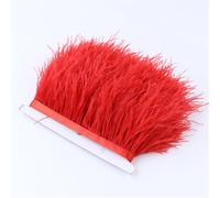 10 Meters Ostrich Feathers Fringe Trim 8-10 Cm Handicraft Accessories Ostrich Feather Sewing On Tape Ribbon 03 Red 10 Meter