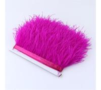 10 Meters Ostrich Feathers Fringe Trim 8-10 Cm Handicraft Accessories Ostrich Feather Sewing On Tape Ribbon 04 Rose Red 10 Meter