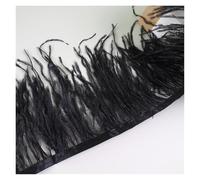 10 Meters Ostrich Feathers Fringe Trim for Needlework and Handicrafts Feather Dress Accessories Plumes Fringes for Clothes for DIY(Black)
