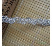 10 Meters Silver Nylon Lace Edge Trim Ribbon 12mm Width Vintage Style Edging Trimmings Fabric Embroidered Applique Sewing Craft Wedding Bridal Dress Embellishment DIY Party Cards Clothes Embroidery