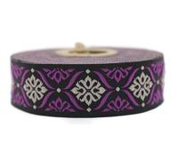10 Meters Spool 25 mm Purple Mediterranean Geometric Jacquard Ribbon Woven Trim Embroidery Tape for Home Decor Clothing and Costume Design 25973