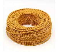 10 Meters Vintage Braided Cable 2 Core Gold Antique Twisted Woven Silk Lighting Cable Flexible Fabric Wire, DIY Electrical Cord Cloth Covered 18 Gauge Modern Rope - 32.8ft Golden Flex LampCord