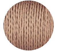 10 Meters Vintage Rose Gold Colour Braided Flexible Cable, 3 Core Twisted Fabric Electrical Cable Wire for Multiple uses in Lamps, Old Antique Lamp, Pendants Lights, Other Appliances