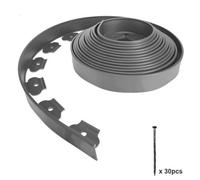10 Metre Grey Flexible Garden Border Grass Lawn Path Edging With 30 Plastic Pegs
