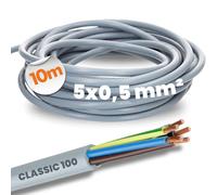 10 Metre Lapp 00100034 Ölflex Classic 100 Control Line 5 x 0.5 mm² with Green-Yellow Protective Conductor 5G0.5 mm² I 5 Core Cable I Colour Coded PVC Cable 5 Core