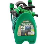 10 Metre Patio Hose Set Mini Garden Water Watering Hose Pipe Reel Spray Set New