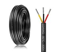 10 Metres 22AWG 3 Core Electrical Wire, 3x0.3mm² Flexible Stranded Tinned Copper Electric Cable, 12V 24V 240V 300V 3 Core Cable PVC Electric Wire for LED Strip Lighting Lamp Automotive, Black