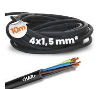 10 metres Lapp 16001233 H07RN-F 4x1.5 mm² flexible rubber cable with protective conductor I UV-resistant cable for outdoor use I oil-resistant I flame-retardant black