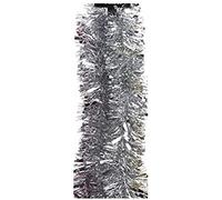 10 Metres of Deluxe Chunky Fluffy Tinsel Bright and Classic Christmas Colours 5 Strands of 6 Foot 7" Long Thick and Thin 6ply Foil Metallic Tinsel Total of 33ft or 395" Many Colours (Silver)