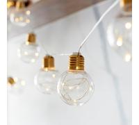 10 Micro Brass LED Warm White Edison Clear Bulb Festoon String Lights Battery