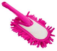10" Microfibre Chenille Plastic Flexi Cleaning Duster Noodle Home Car Brush (Pink)