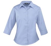 (10, Mid Blue) Premier Womens/Ladies Poplin 3/4 Sleeve Blouse