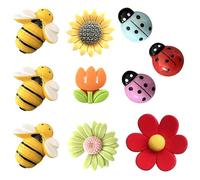 10 Mini 3D Bee, Ladybird and Daisy Fridge Magnets - 1.7-3.5 cm Resin | 3 Bees, 3 Ladybirds And 4 Daisies Create A Garden-Inspired Display For Lightweight Notes And Photos