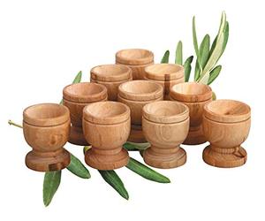 10 Mini Communion Cups Set in a Gift Bag (Approx 1.5 Inch). Hand Carved Kiddush Cup from Olive wood - for Church, Ministry & Worship events with Certificate of Origin.
