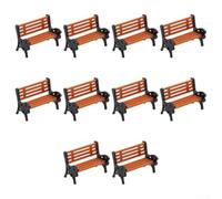10 Miniature Park Benches HO OO Scale Orange Black ABS Pack for Model