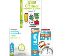 10 Minute SATs Tests KS1 Year 2 Ages 6-7 Collection 3 Books Set (Grammar, Punctuation & Spelling, Maths, Reading)