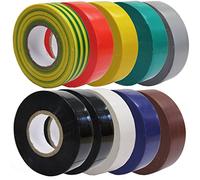 10 Mixed Multi Colour PVC Electrical Insulation Tape 20M Professional Electrician