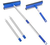 10" Modern Window Cleaner Squeegee, 2-in-1 Window Cleaning Tool, 56" Long Handle, Blue