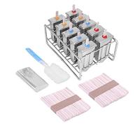 10 Molds Stainless Steel Ice Popsicle Moulds, Popsicles Maker Ice Lolly Ice Cream Pops Bars Stick Holder Reusable Easy to Release(Round)