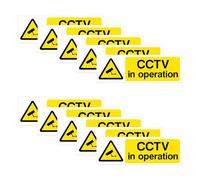 10 Monitoring System Warning Stickers, Safety Identification Labels, Anti-Theft Warning Signs, Property Protection Signs (Yellow).