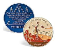 10 Month Sobriety Coin AA Chips and Medallions Ten Month Sobriety Chip Sobriety Gifts for Men Women Alcoholics Anonymous Gifts Addiction Recovery Gift