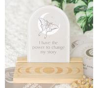 10 Motivational Affirmation Cards with Luna Moth & Crescent Moon Designs - Includes Wooden Stand for Daily Inspiration, Positive Vibes, and Manifesting Dreams - Ideal for Mindfulness & Personal Growth