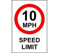 10 MPH Speed Limit Safety Sign - 3mm Aluminium 600mm x 400mm