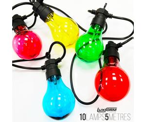 10 Multi Coloured White LED Festoon Garden String Lights Globe Energy Rating