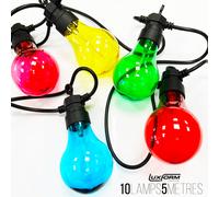10 Multi Coloured White LED Festoon Garden String Lights Globe Energy Rating