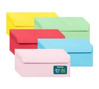 #10 Multicolor Envelopes Self Seal, 50/pack, Colored Envelopes Letter Size 4 1/8 x 9 1/2 inch, Business Envelopes for Cards, Invitations, Holiday, Postcards, Gifts, 32lb Paper, Colorful Envelopes #10