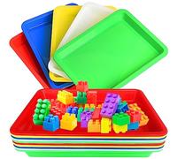 10 Multicolor Plastic Art Trays - Activity & Serving Trays for Art, Crafts, Painting & Beads Organization (5 Colors)