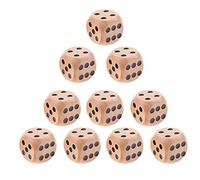 10 x Wooden Dice, Natural Wooden Dice, 16mm Wooden D6 Six Sided Dice, Table Games, Mahjong Dice, Primary Color Game Dice, Dotted TRPG Dies for Kids Building Blocks Toy Gift - Natural