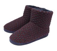(10, Navy/Burgundy) DUNLOP - Mens Furry Sherpa Memory Foam Slipper Boots