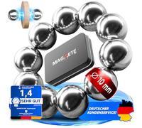 10 Neodymium Power Magnets Silver - Ball Magnet Extra Strong Round Diameter 10 mm - Strong Magnets Adhesive Force Approx. 0.9 kg - Super Magnet - Magnets for Whiteboard, Pin Board, Magnetic Board