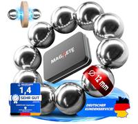 10 Neodymium Power Magnets Silver - Ball Magnet Extra Strong Round Diameter 12 mm - Strong Magnets Holding Force Approx. 2.0 kg - Super Magnet - Magnets for Whiteboard, Pin Board, Magnetic Board