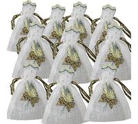 10 New Scottish Tartan Bow Heather Lavender Yellow Embroidered Drawstring Gift Bags ZH80 FREE UK POSTAGE