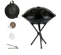10 Note Handpan Drum 432Hz/440Hz Re Minor 22" Tamburo Percuss Instrument with Bag & Stic Perfect for Yoga Mtat and Music Therapy (Black)